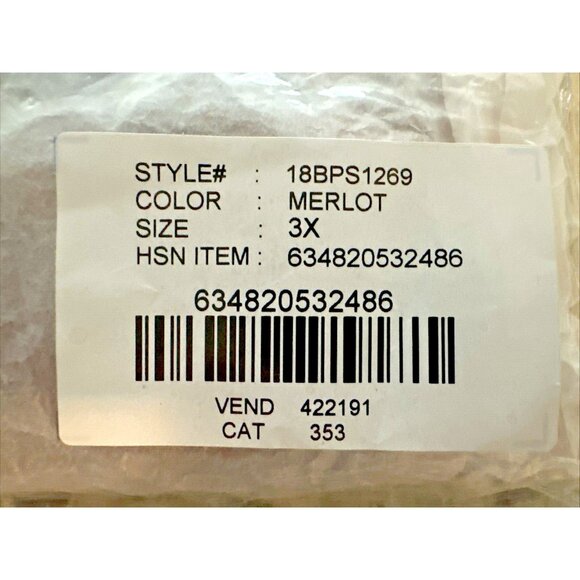 NEW DG2 Diane Gilman Shirt Top Ruffle Cold Shoulder Long Sleeve Size 3X Merlot - Picture 4 of 14